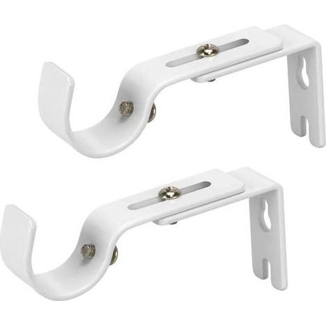 Adjustable curtain rod brackets, 6-piece white wall-mounted brackets and hooks, suitable for curtain rods in bathrooms, bedrooms, living rooms, and kitchens. (1/5)