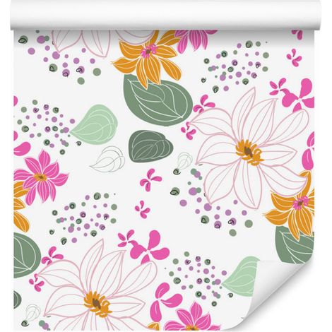 Papier peint fleuri aux couleurs chatoyantes pour salon et chambre 50x1000 cm (1/5)