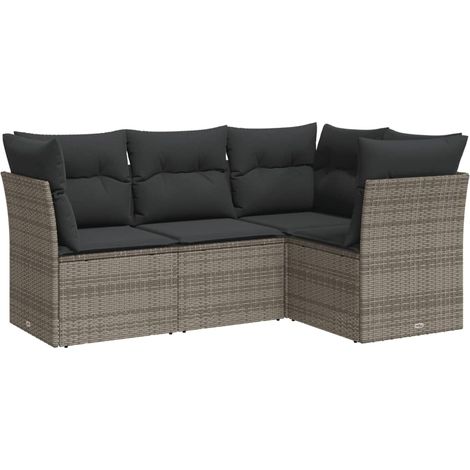 Maison Exclusive - 4-tlg. Garten-Sofagarnitur mit Kissen Grau Pol