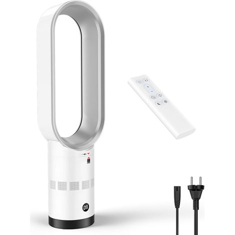 Ventilateur Colonne Silencieux 30dB, Ventilateur Sans Pale 60cm avec Moteur Brushless, 10 Vitesses, Oscillation 90° & Inclinaison 20°, Minuterie 9H, Télécommande, pour Chambre, Bébé, Salon (1/5)