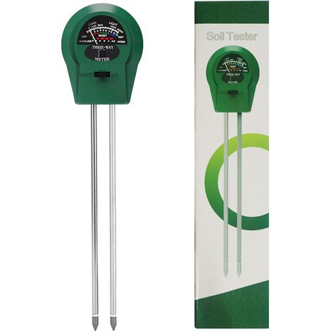 Testeur PH Sol et Testeur Humidité, 3-en-1 Sonde de Sol pour Jardin/Plantes d'Intérieur, Capteur Vert d'Arrosage avec Analyse Fertilité, 255x60x35mm Léger (80g)