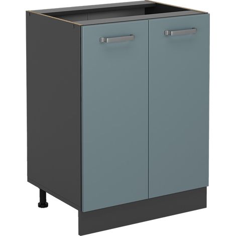 Mobiletto base cucina R-Line, Grigio-blu, 60 cm senza piano di lavoro, Vicco