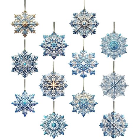 Décorations Flocons Neige Pendentif Flocon De Neige Bleu Double Face Ornements Flocon Neige Pour Sapin Noël Pour Pays Des Neiges Maison Et Bureau Salle De Classe Fête Anniversaire Vacan (1/5)