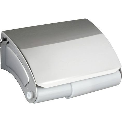 Porte-papier toilette mural avec couvercle, acier inox brillant 14x7,5x8,5 cm, support WC design (1/5)