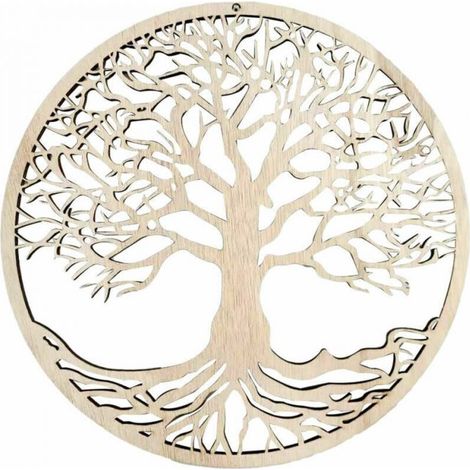 1 Tenture murale arbre de vie, bois massif, 60x80 cm, décoration zen pour studio de yoga, méditation et espace de bien-être (1/5)
