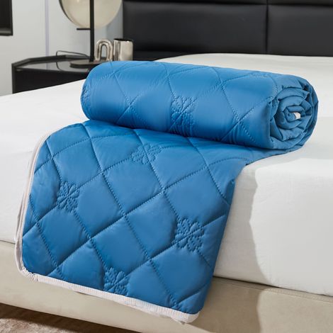 Green Mobility-Couverture rafraîchissante - 150 x 200 cm - Couverture légère et climatisée - Fonction de refroidissement automatique - Idéale pour les siestes à la maison et en voyage - Bleue (1/3)