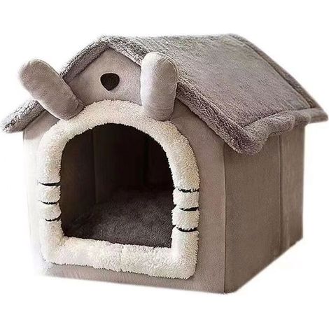 Niche d'intérieur moelleuse pour chiens et chats de petite, moyenne et grande taille, avec coussin amovible et tente pour chat -M (1/5)
