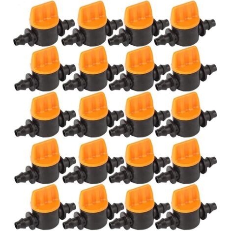 Lot de 40 vannes d'arrêt pour irrigation goutte à goutte 1/4' – Diamètre 6,35 mm – Construction durable non corrosive – Pour systèmes d'irrigation (1/5)
