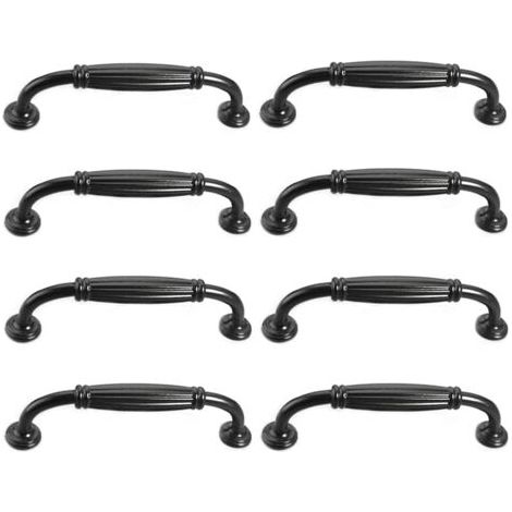 Set mit 8 europäischen Vintage-Schranktürgriffen, antike Schubladengriffe für Küche, Schlafzimmer, Lochabstand 96 mm, schwarz (1/5)