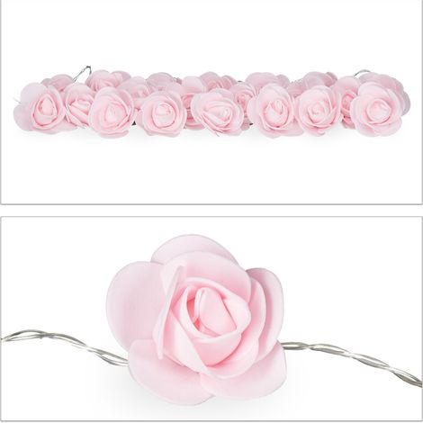 Catena luminosa decorativa a rose 3,3 m atmosfera romantica per matrimoni interni in plastica bianca 130007049