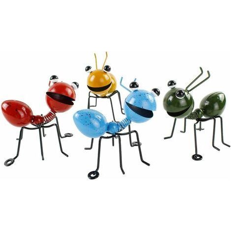 ALLIANDISfourmi en métal un groupe de 4 couleurs insecte mignon pour accrocher mur Art jardin pelouse décor intérieur extérieur sculptures murales (1/5)
