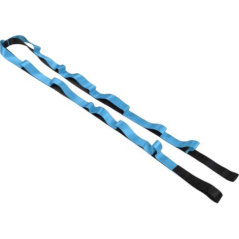 12-Schlaufen-Yoga-Stretchgurt aus Nylon, nicht elastisch, für Yoga, Pilates und Gymnastik, Blau (1/5)