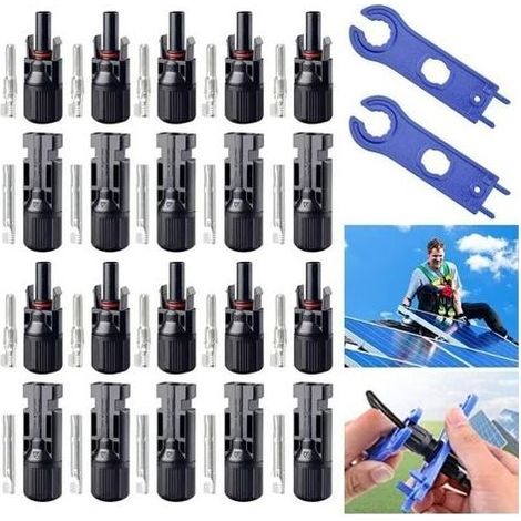 10 Paar MC4-Solarstecker, Stecker/Buchse, Solarstecker, Photovoltaik-Solarpanel-Stecker, IP67, PV-Stecker mit 2 Schraubenschlüsseln für Solarpanel-Kabelzubehör (1/4)