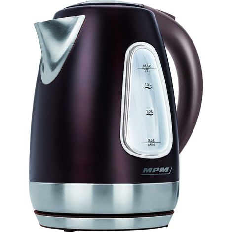 MPM MCZ-55 Bouilloire électrique sans fil en acier inoxydable, 1,7 litres, 2200W, sans BPA 2200W Noir