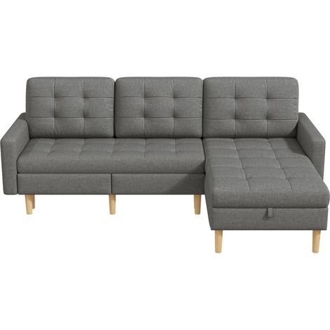 GagaCanapé d’angle 212x130x86 cm gris 3 places rangement (1/5)