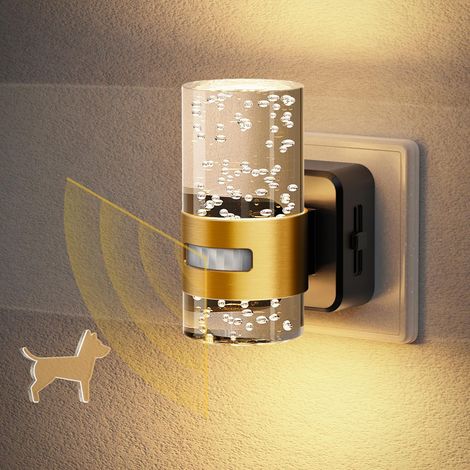 Veilleuse avec détecteur de mouvement, 1 Prise  3 modes (ON/AUTO/OFF), intensité réglable de 0 à 100 lm, blanc chaud 3000K pour enfants, cuisine, escalier, couloir (1/5)