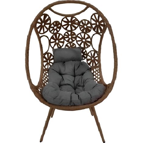 Poltrona sedia sospesa con cuscini sedia pensile per patio giardino terrazzo Poly Rattan Per Interno Esterno Ovetto Portata 130 Kg (1/2)