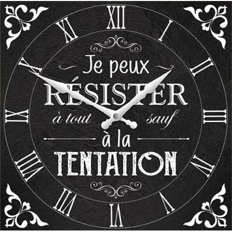 Pendule en bois Citation 28 cm