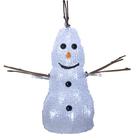 Bonhomme de neige décoratif LED Star Trading 'Crystaline', intérieur, piles + minuteur, blanc froid, H 26 cm