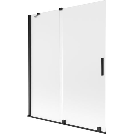 Mexen Velar paroi de baignoire à 2 volets coulissante 140 x 150 cm, givre, noir - 896-140-000-31-70 (1/2)