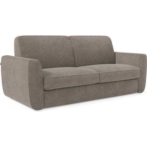 Leonida Divano letto sfoderabile e materasso H18 cm - vano portaguanciali in tessuto Smacchiabile T23 202 cm talpa