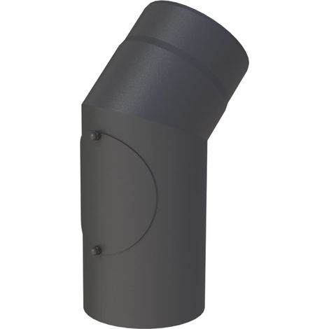 Coude gris 45° de tuyau de poêle ø130 avec trappe de nettoyage
