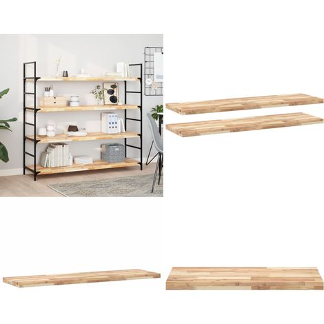 Étagères flottantes 2 pcs 140x40x4 cm acacia massif non traité - Etagere Murale - Étagères Murales - Bibliothèque Murale - Rangement Mural - Decoration Murale - Home & Living (1/5)
