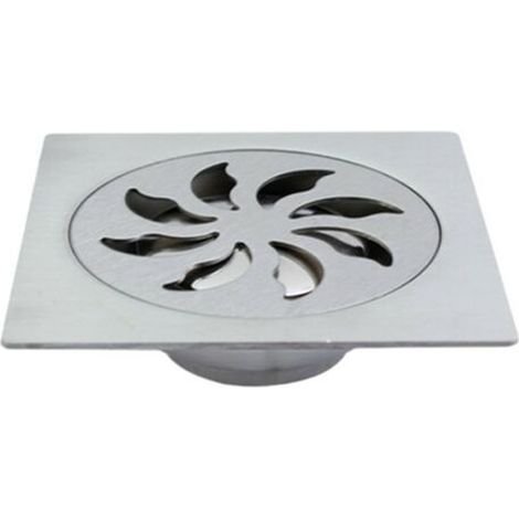 Siphon De Douche - Grille Amovible - Acier Inoxydable Mat - 15 x 15 cm - Pour Salle De Bain Et Extérieur (1/5)