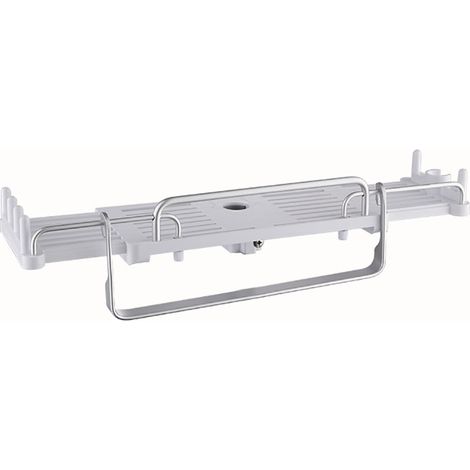 Étagère de douche télescopique améliorée avec porte-serviettes, sans perçage, coloris blanc (1/5)