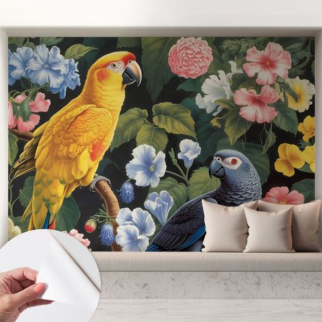 Tapete Selbstklebend - abwaschbar - trendige Wanddeko - elegant Fototapete Exotische Vögel 208x146 cm (1/5)