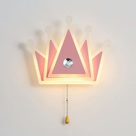 Applique murale couronne rose, applique murale en métal ultra-mince avec abat-jour en acrylique, applique murale LED moderne - 16W - 3 modes de couleur, appliques murales d’éclairage décoratif pour ch (1/5)