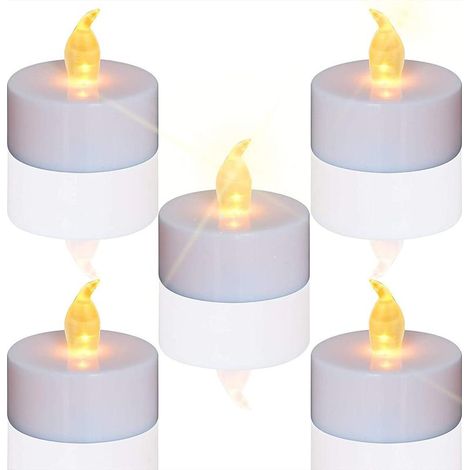 Lot de 24 bougies LED Bougies CR2032 piles Bougies Unscented Bougie chauffe-plat sans flamme claire vacillante 100 + heures de lumière électrique (1/5)