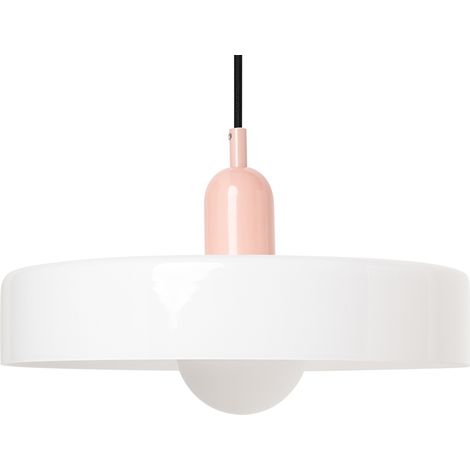 Lámpara colgante de vidrio con pantalla circular luminaria moderna blanco Paala (1/5)