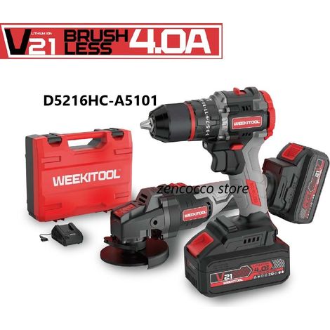 2in1 SMERIGLIATRICE FLEX ANGOLARE 125mm + TRAPANO AVVITATORE 2 BATTERIE 21V - A5101+D5213HC