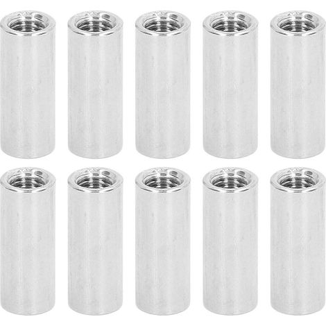 10 Stück runde Verbindungsmuttern M8x1,25 L30mm Edelstahl-Kupplungsmuttern Gewindehülsenstangen-Set