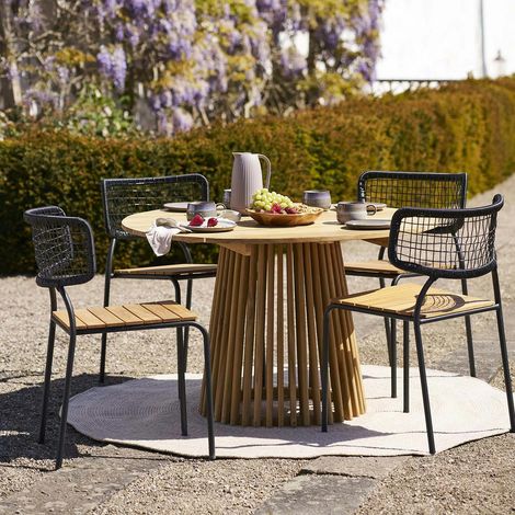 Table ronde en teck naturel ø120 KUTA (1/3)
