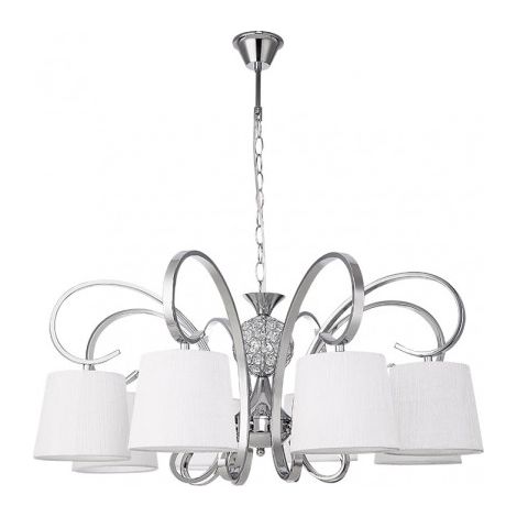 Lampada Bogota 8xe14 Cromo Paralume Bianco Regx75x75 Cm