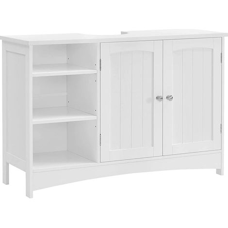 Mobile lavabo per bagno 90 x 30 x 60 cm 2 ante vani a giorno ripiani regolabili in altezza bianco 120006545