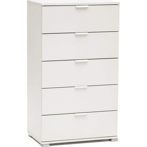 Cassettiera in legno nobilitato con 5 cassetti in varie tinte 60x38xH103 cm - White (1/3)