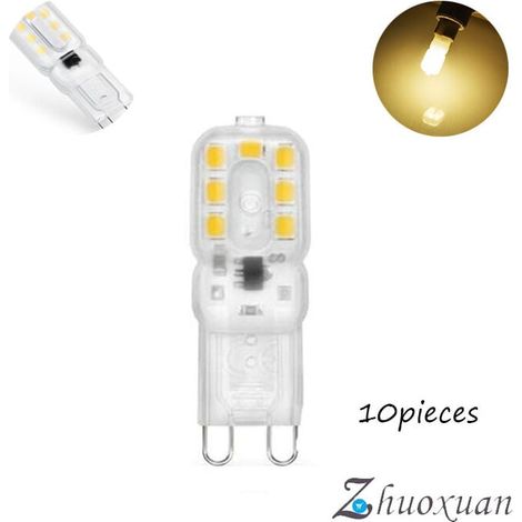 10 ampoules LED G9 3W 6000K 800lm non dimmable 360° sans scintillement équivalent 33W halogène (1/5)