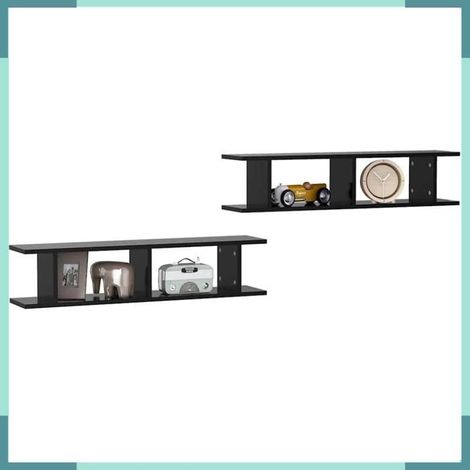 Étagère murale - 807197 - Noir - 90 x 18 x 20 cm - Bois d'ingénierie (1/5)