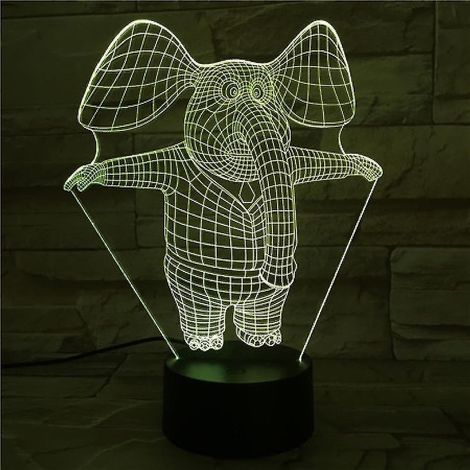Veilleuse LED éléphant 3D pour chambre d'enfant