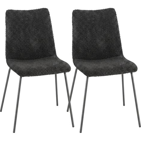 Lot de 2 chaises de salle à manger - HOMCOM - design moderne - assise rembourrée - velours et métal - 45 x 57 x 89 cm - gris foncé (1/5)