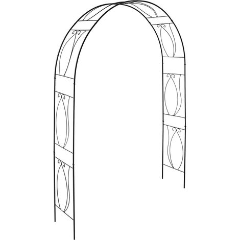 Arche à rosiers décorative vintage jardin 200 x 120 x 30 cm support pour plantes grimpantes en métal noir (1/4)