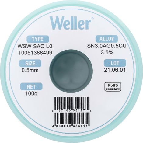 Weller WSW SAC L0 fil de soudure sans plomb 100 g (1/5)
