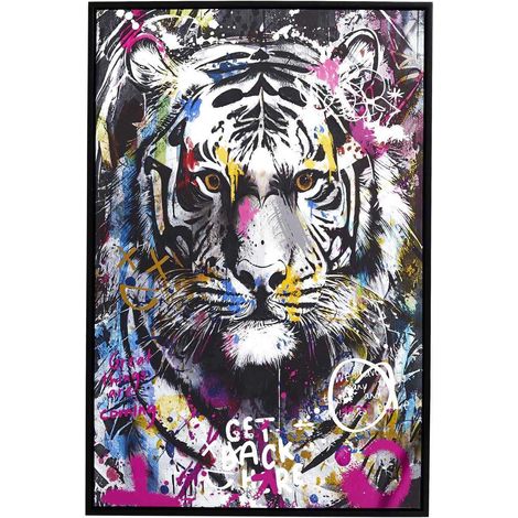 The Home Deco Factory – Tableau tigre coloré multicolore 60 x 90 cm – Visuel percutant pour déco murale – Dynamise votre intérieur
