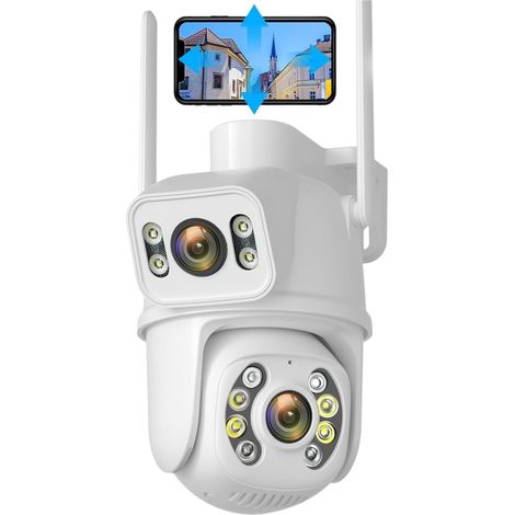 Caméra de Surveillance Wi-FI à Double Objectif avec détection Humaine, Vision Nocturne, 4 MP, caméra IP de sécurité extérieure sans Fil(4MP NO SD Card) (1/5)