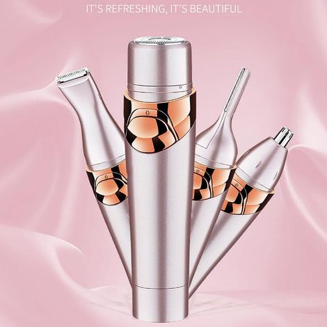 Épilation pour femmes, épilateur visage 4 en 1 indolore, tondeuse maillot rechargeable, rasoir électrique portable, épilateur performant, lames de rasoir pour femmes, poils pubiens, sourcils, nez, lèv (1/4)