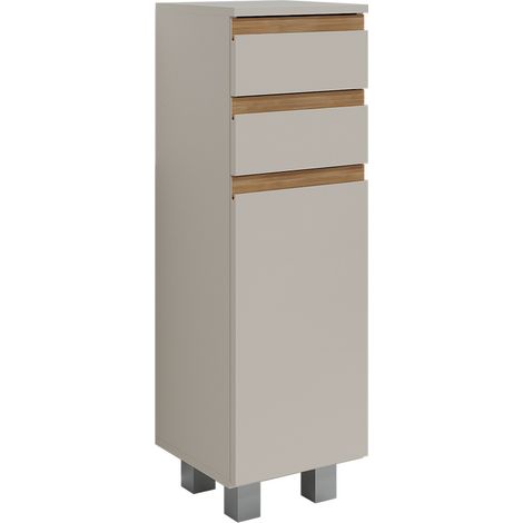 mobiletto bagno J-Shape, Cashmere/Artigianale, 30 x 95 cm con 2 cassetti, Vicco (1/5)