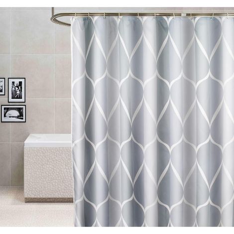 Rideaux de salle de bain, rideaux de fenêtre de salle de bain, motif de goutte d'eau Gray, rideau de douche en Polyester, rideau de bain 80x180cm (1/5)